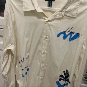 Harmony Cream Shirt with Blue and Black Accents